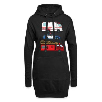 Ambulance de police Camion de pompiers _ - Sweat-shirt à capuche long Femme - noir - Devant