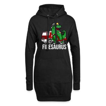 Firesauraus T-Rex Pompier - Sweat-shirt à capuche long Femme - noir - Devant