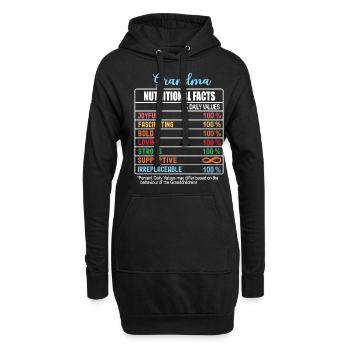 Grand-mère Faits nutritionnels Fête des grands-parents drôle - Sweat-shirt à capuche long Femme - noir - Devant