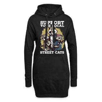 Soutenez votre chat de rue local Opossum de raton laveur - Sweat-shirt à capuche long Femme - noir - Devant
