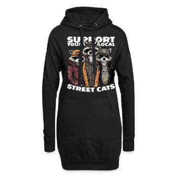 Soutenez votre chat de rue local Opossum de raton laveur - Sweat-shirt à capuche long Femme - noir - Devant