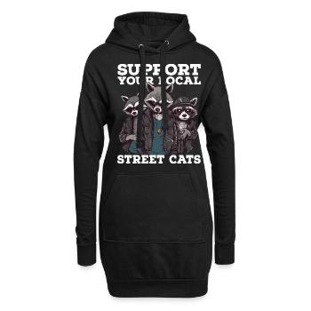 Soutenez votre chat de rue local Opossum de raton laveur - Sweat-shirt à capuche long Femme - noir - Devant
