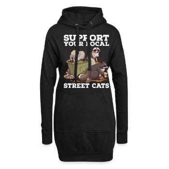 Soutenez votre chat de rue local Opossum de raton laveur - Sweat-shirt à capuche long Femme - noir - Devant