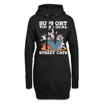 Support Your Local Street Cats Waschbär Opossum - Hoodie-Kleid - Schwarz - Vorne
