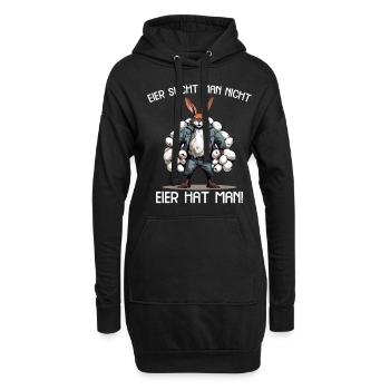 Eier sucht man nicht Eier hat man Hase Ostern - Hoodie-Kleid - Schwarz - Vorne
