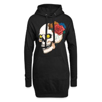 Rose Halloween Muertos Tag des toten Zuckerknochens - Hoodie-Kleid - Schwarz - Vorne