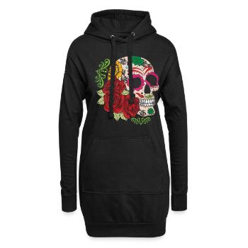 Halloween Rose Muertos Tag des toten Zuckerknochens - Hoodie-Kleid - Schwarz - Vorne