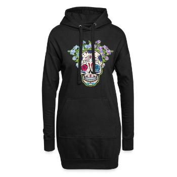 Calavera Muertos Tag des toten Zuckerknochens - Hoodie-Kleid - Schwarz - Vorne