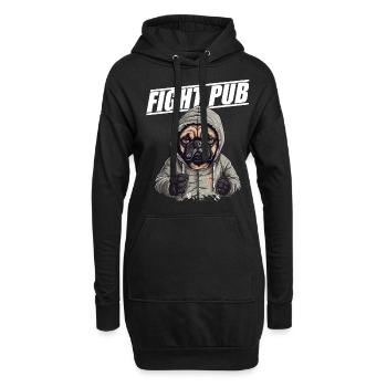 Fight Pub Mops mit Boxhandschuhen Boxer - Hoodie-Kleid - Schwarz - Vorne