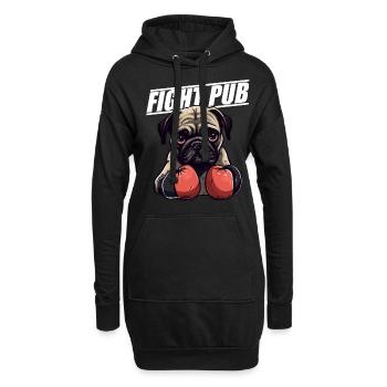 Fight Pub Mops mit Boxhandschuhen Boxer - Hoodie-Kleid - Schwarz - Vorne