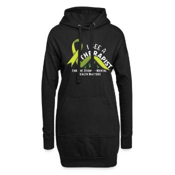 Que Green mette fin à la stigmatisation Sensibilisation à la santé mentale - Sweat-shirt à capuche long Femme - noir - Devant
