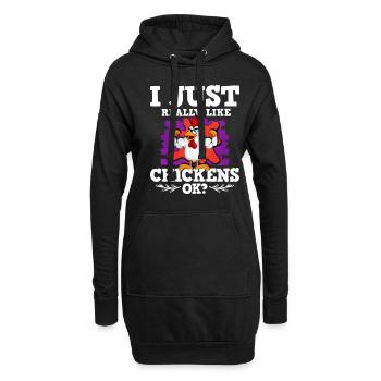 Poulets - Sweat-shirt à capuche long Femme - noir - Devant