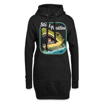Restez positif Requin requin avec enfant - Sweat-shirt à capuche long Femme - noir - Devant