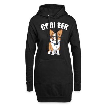 Corgi avec lunettes Geeks Nerds Corgis chien Corgeek - Sweat-shirt à capuche long Femme - noir - Devant