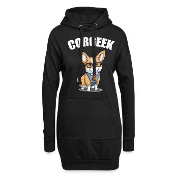 Corgi avec lunettes Geeks Nerds Corgis chien Corgeek - Sweat-shirt à capuche long Femme - noir - Devant