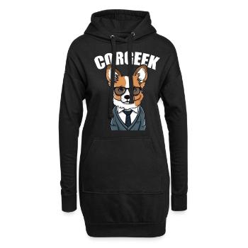 Corgi avec lunettes Geeks Nerds Corgis chien Corgeek - Sweat-shirt à capuche long Femme - noir - Devant