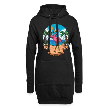 Flamant - Sweat-shirt à capuche long Femme - noir - Devant
