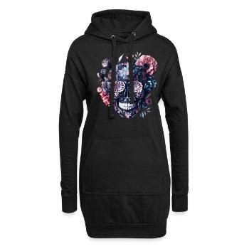 Mexiko Totenkopf, Sugar Skull, Zucker-Schädel - Hoodie-Kleid - Schwarz - Vorne