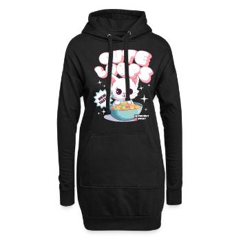 Cute Loops Kawaii Katze Cornflakes Müsli - Hoodie-Kleid - Schwarz - Vorne