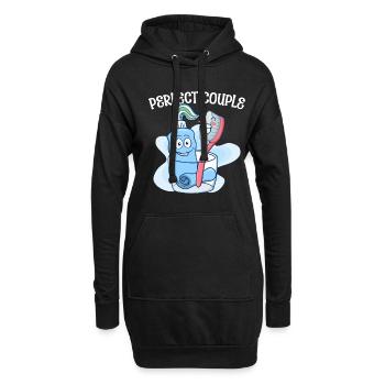 Paar Zahnbürste Zahnpasta Süß - Hoodie-Kleid - Schwarz - Vorne