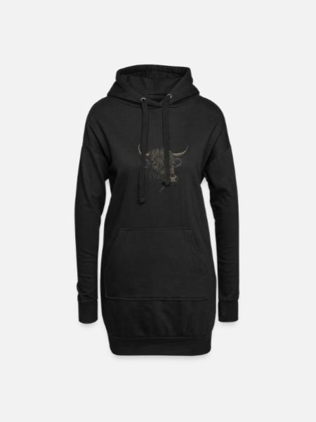 Hochlandrind Hochland Rind Highland Cattle Kuh - Hoodie-Kleid - Schwarz