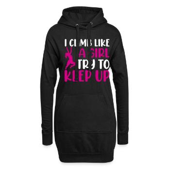 Ich Klettere Wie Ein Mädchen Bouldern Klettern - Hoodie-Kleid - Schwarz - Vorne