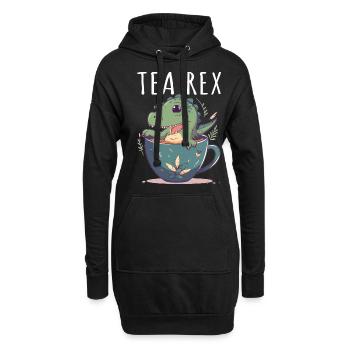 Tea Rex Süßer Dino in Teetasse - Hoodie-Kleid - Schwarz - Vorne