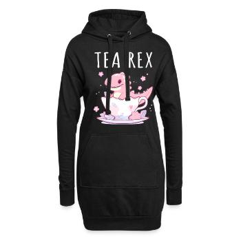 Tea Rex Süßer Dino in Teetasse - Hoodie-Kleid - Schwarz - Vorne