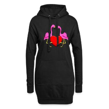 Flamingo Love - Hoodie-Kleid - Schwarz - Vorne