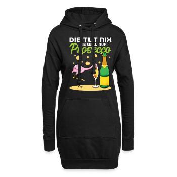 Die Tut Nix Die Will Nur Prosecco - Hoodie-Kleid - Schwarz - Vorne