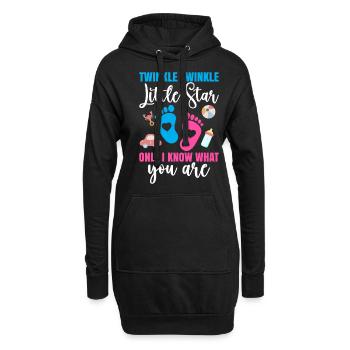 Fête de révélation de genre Baby Shower Little Star - Sweat-shirt à capuche long Femme - noir - Devant