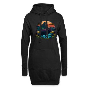 Rétro Vache Bison Buffle d’eau Buffle Silhouette - Sweat-shirt à capuche long Femme - noir - Devant