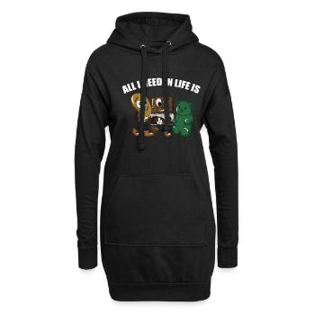 Croustilles, chocolat et oursons gélifiés - Sweat-shirt à capuche long Femme - noir - Devant