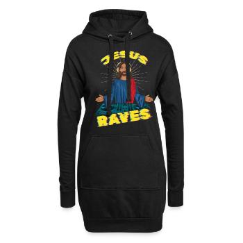 Jesus Raves DJ Raver Rave Hard Techno Dark Tekno - Hoodie-Kleid - Schwarz - Vorne