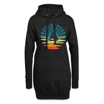 Retro Segeln Boot Segelboot Skipper Katamaran - Hoodie-Kleid - Schwarz - Vorne