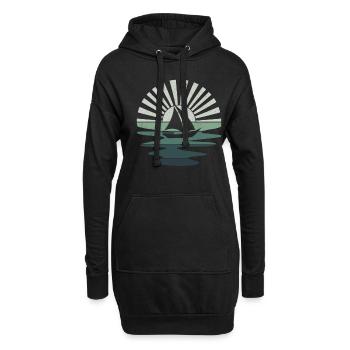 Retro Segeln Boot Segelboot Skipper Katamaran - Hoodie-Kleid - Schwarz - Vorne