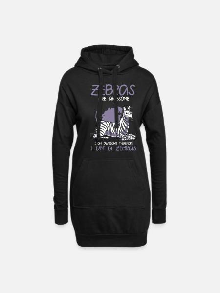Zebra - Hoodie-Kleid - Schwarz