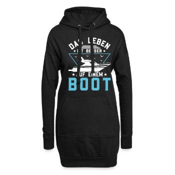 Das Leben ist besser auf einem Boot - Skipper - Hoodie-Kleid - Schwarz - Vorne