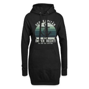 Der Kapitän hat immer Recht - Anker Skipper - Hoodie-Kleid - Schwarz - Vorne