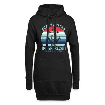 Der Kapitän hat immer Recht - Anker Skipper - Hoodie-Kleid - Schwarz - Vorne