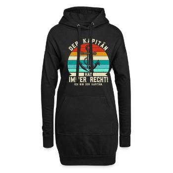 Der Kapitän hat immer Recht - Anker Skipper - Hoodie-Kleid - Schwarz - Vorne