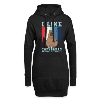 I like Capybaras and Maybe 3 People - Capybara - Hoodie-Kleid - Schwarz - Vorne