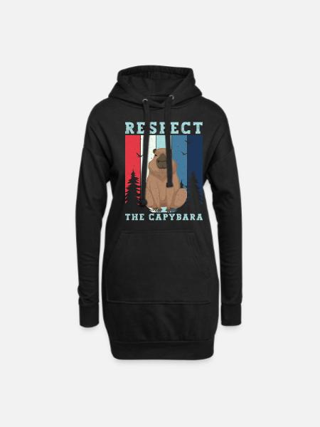 Retro Respect the Capybara - Capybara Fans - Hoodie-Kleid - Schwarz