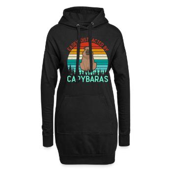 Retro Easily Distracted by Capybaras Capybara - Hoodie-Kleid - Schwarz - Vorne