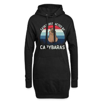Retro Easily Distracted by Capybaras Capybara - Hoodie-Kleid - Schwarz - Vorne