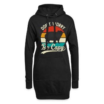 Retro Don't Worry Be Capy - Capybaras Capybara - Hoodie Dress - black - Front