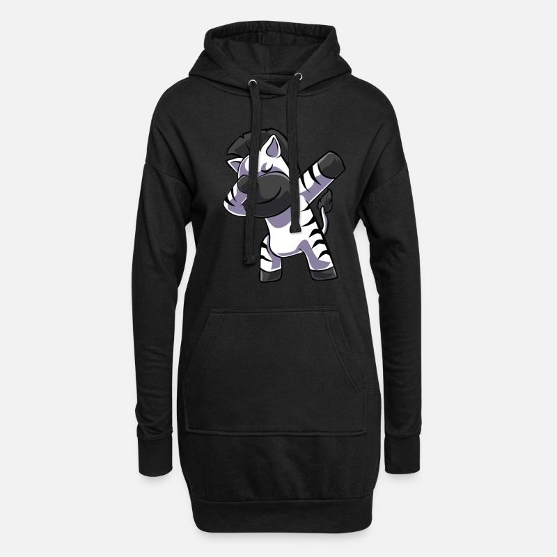 Zebra - Hoodie-Kleid - Schwarz