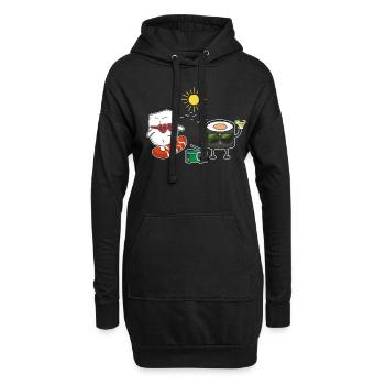 Kawaii Funny Japanese Sushi Surf Hello Summer - Hoodie Dress - black - Front