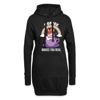 Le café vous rend réel - Sweat-shirt à capuche long Femme - noir - Devant