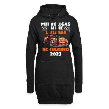 Mit Vollgas in 1. Klasse Endlich Schulkind 2023 - Hoodie-Kleid - Schwarz - Vorne